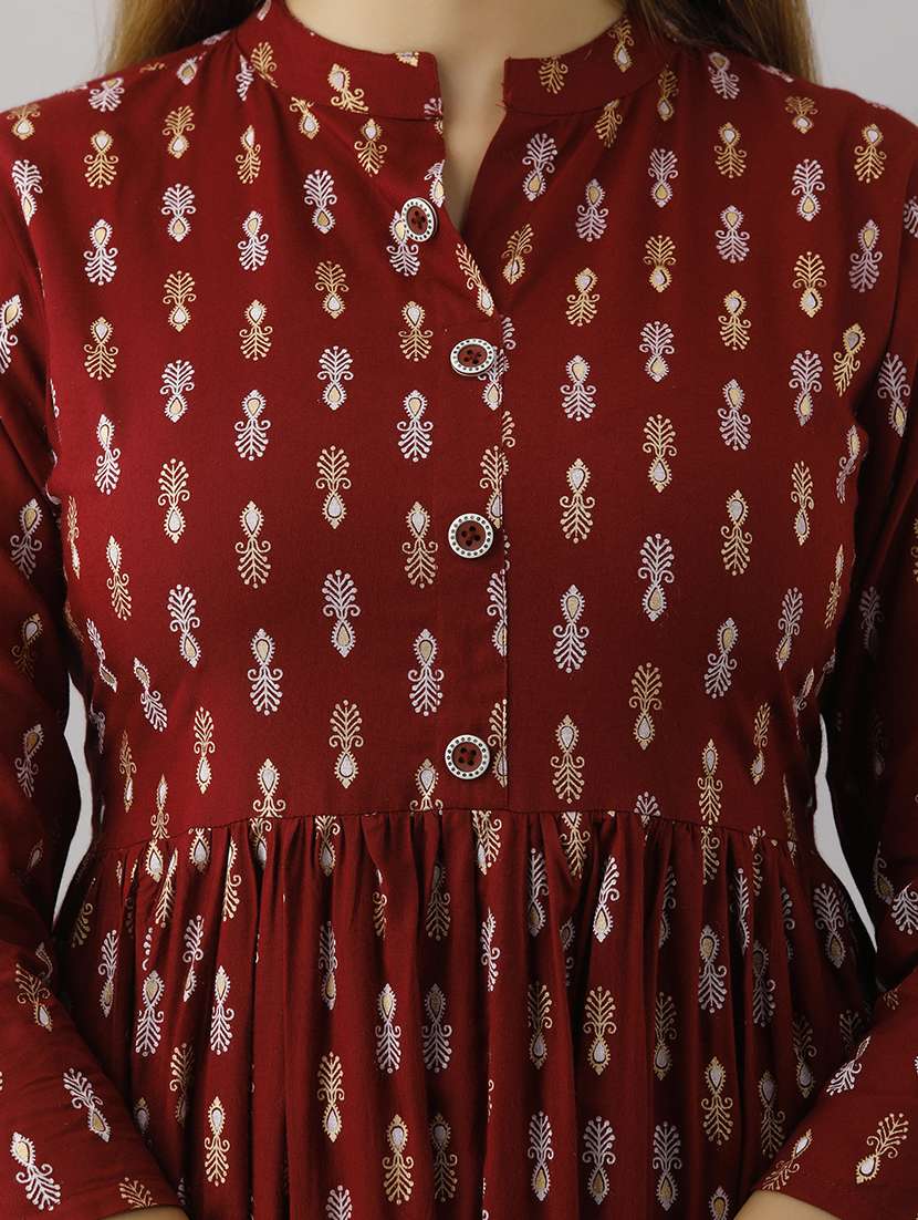 women printed three quarter sleeve a-line kurti - 22300353 -  Standard Image - 5