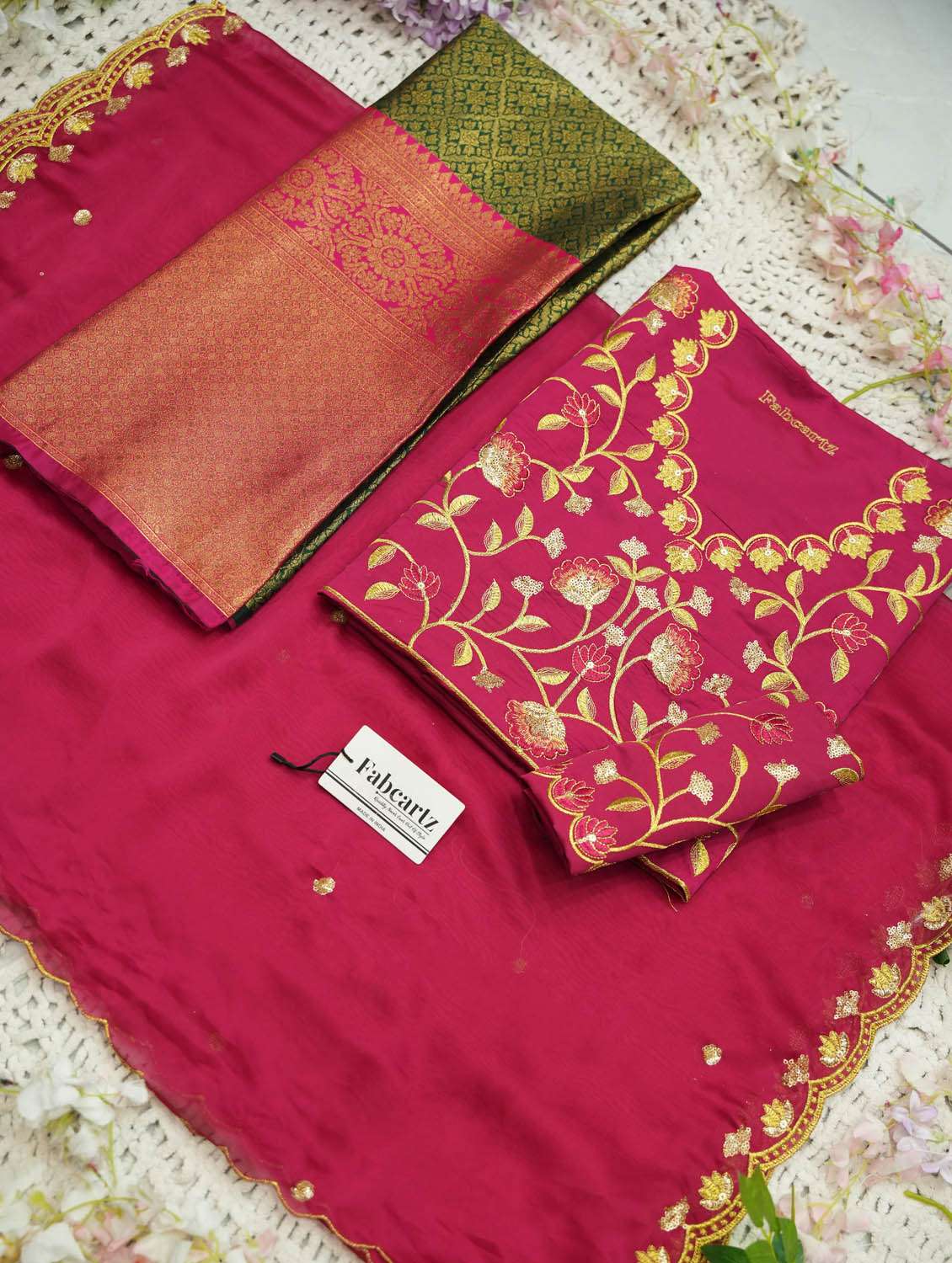 women self design south indian style unstitched lehenga choli set - 22300379 -  Standard Image - 3