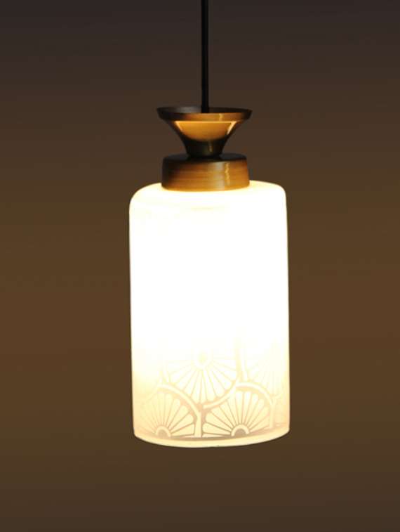elegant ceramic pendant light with floral pattern