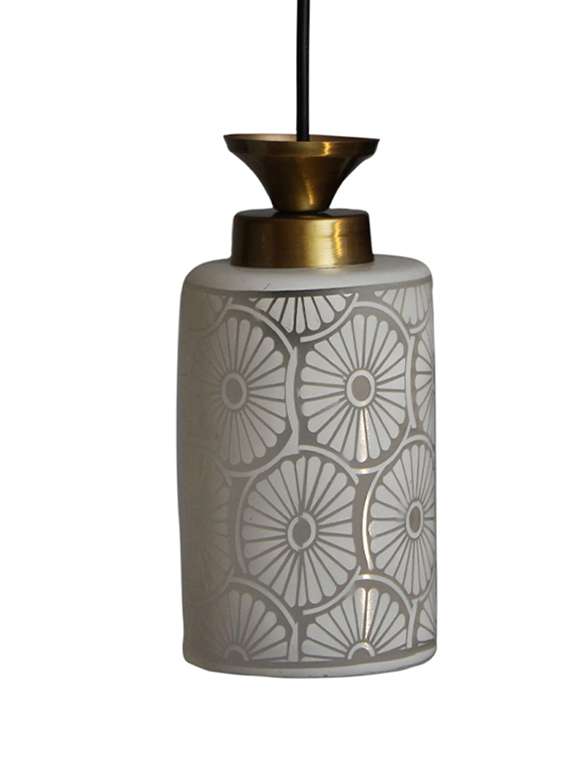 elegant ceramic pendant light with floral pattern - 22300385 -  Standard Image - 3