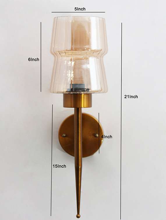 modern brass wall sconce with amber glass shade - 22300393 -  Standard Image - 5