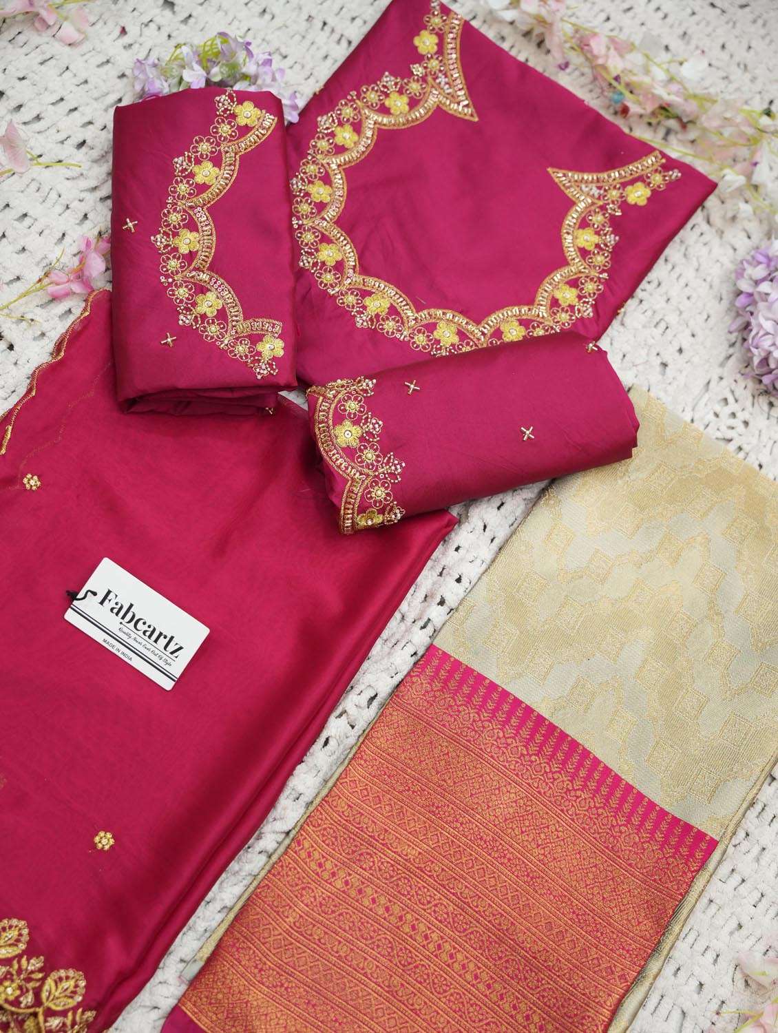 women self design south indian style unstitched lehenga choli set - 22300511 -  Standard Image - 3