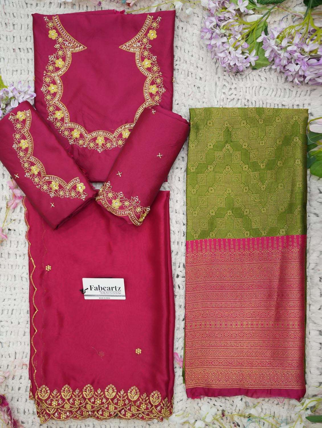 green silk flared lehenga