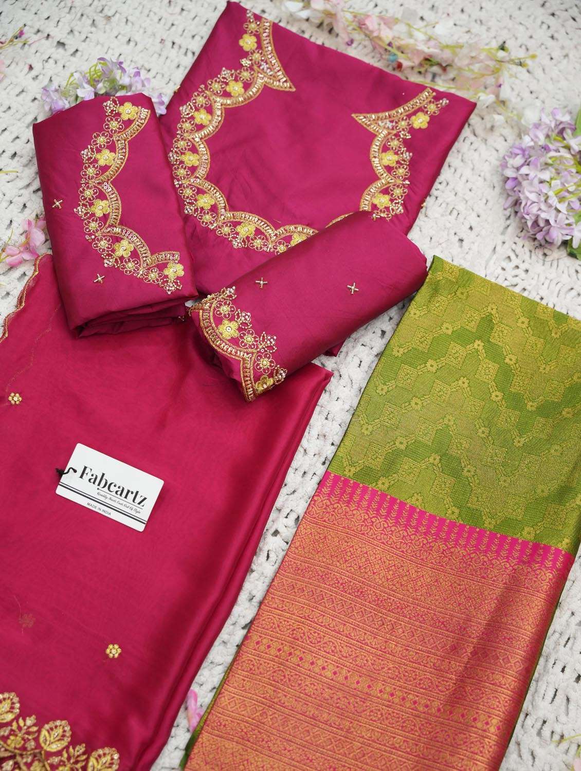 green silk flared lehenga - 22300513 -  Standard Image - 3