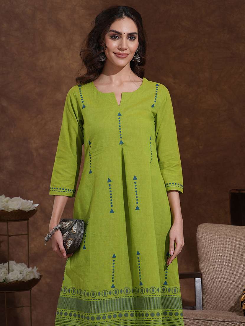 women self design three quarter sleeve a-line kurta - 22300528 -  Standard Image - 5