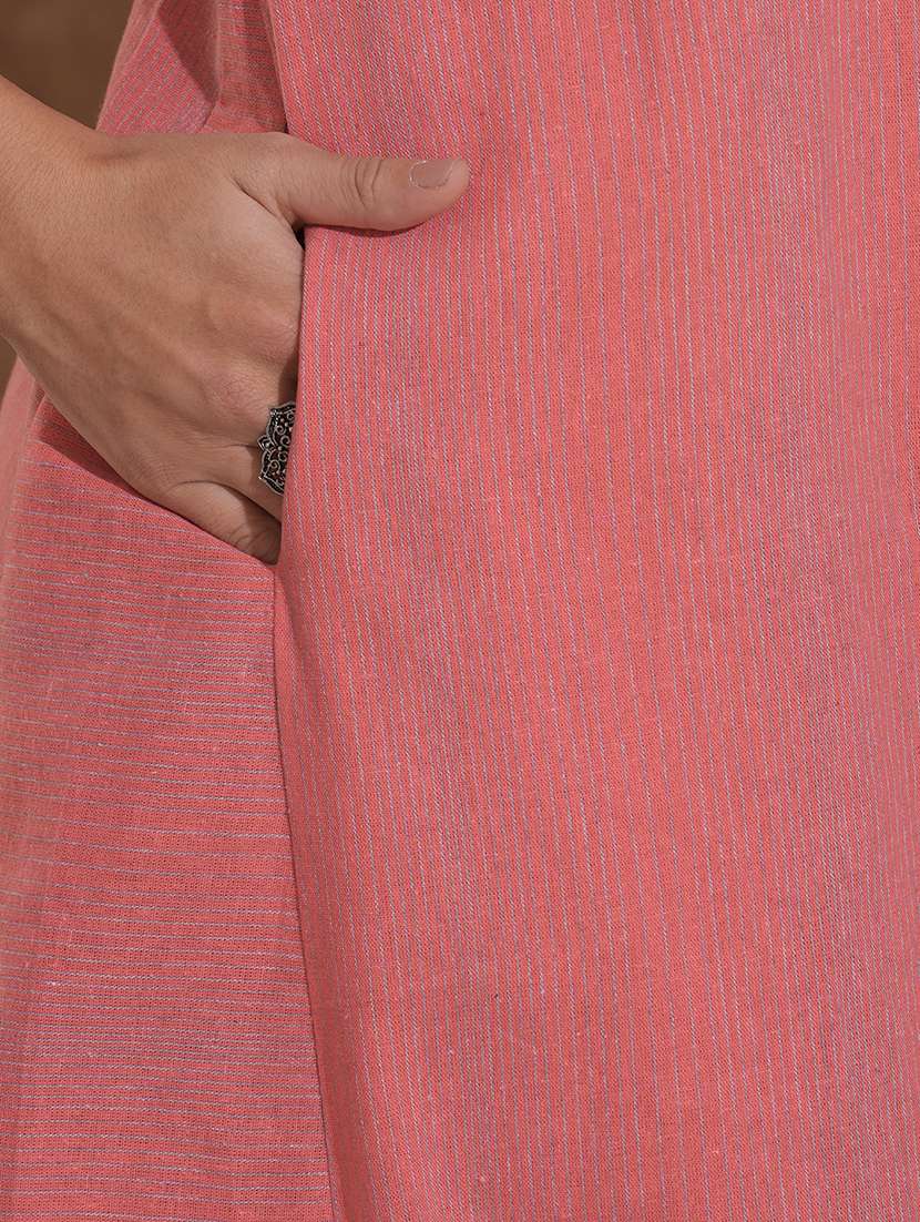 women self design three quarter sleeve a-line kurta - 22300530 -  Standard Image - 8