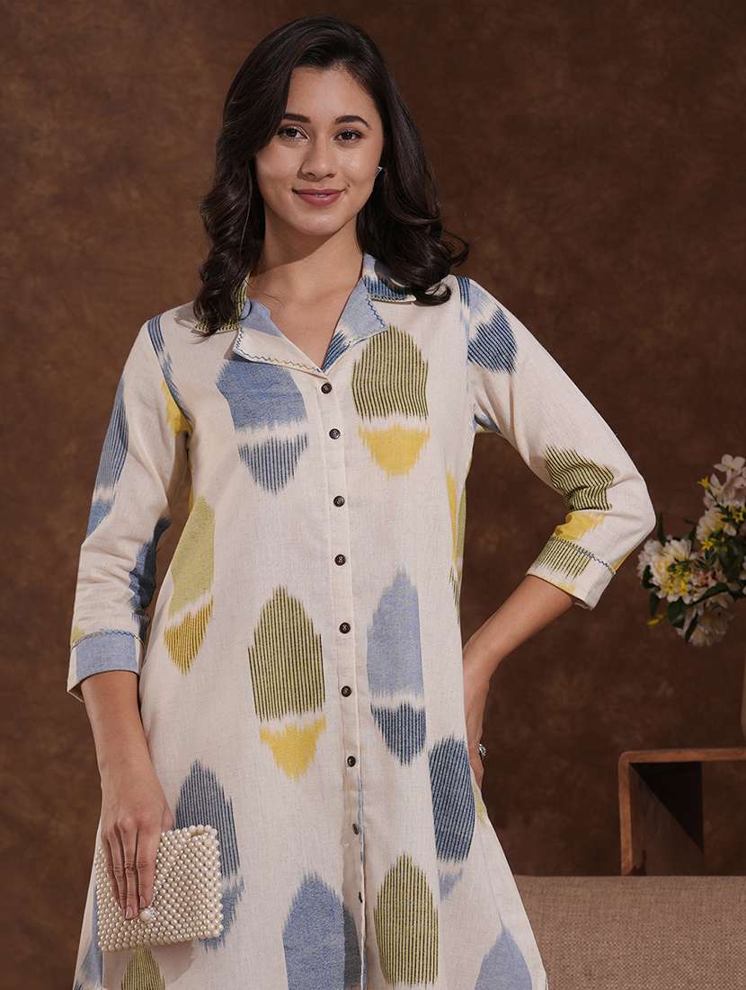 women printed three quarter sleeve shirt dress - 22300570 -  Standard Image - 5