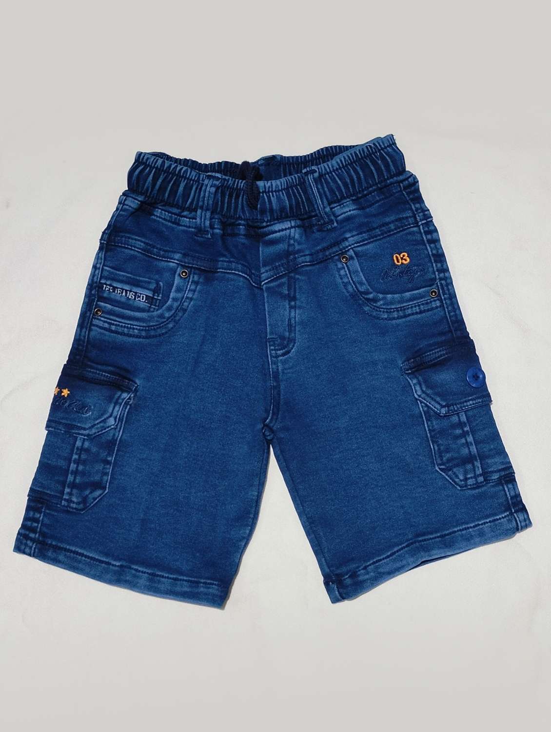 boys solid mid rise denim shorts