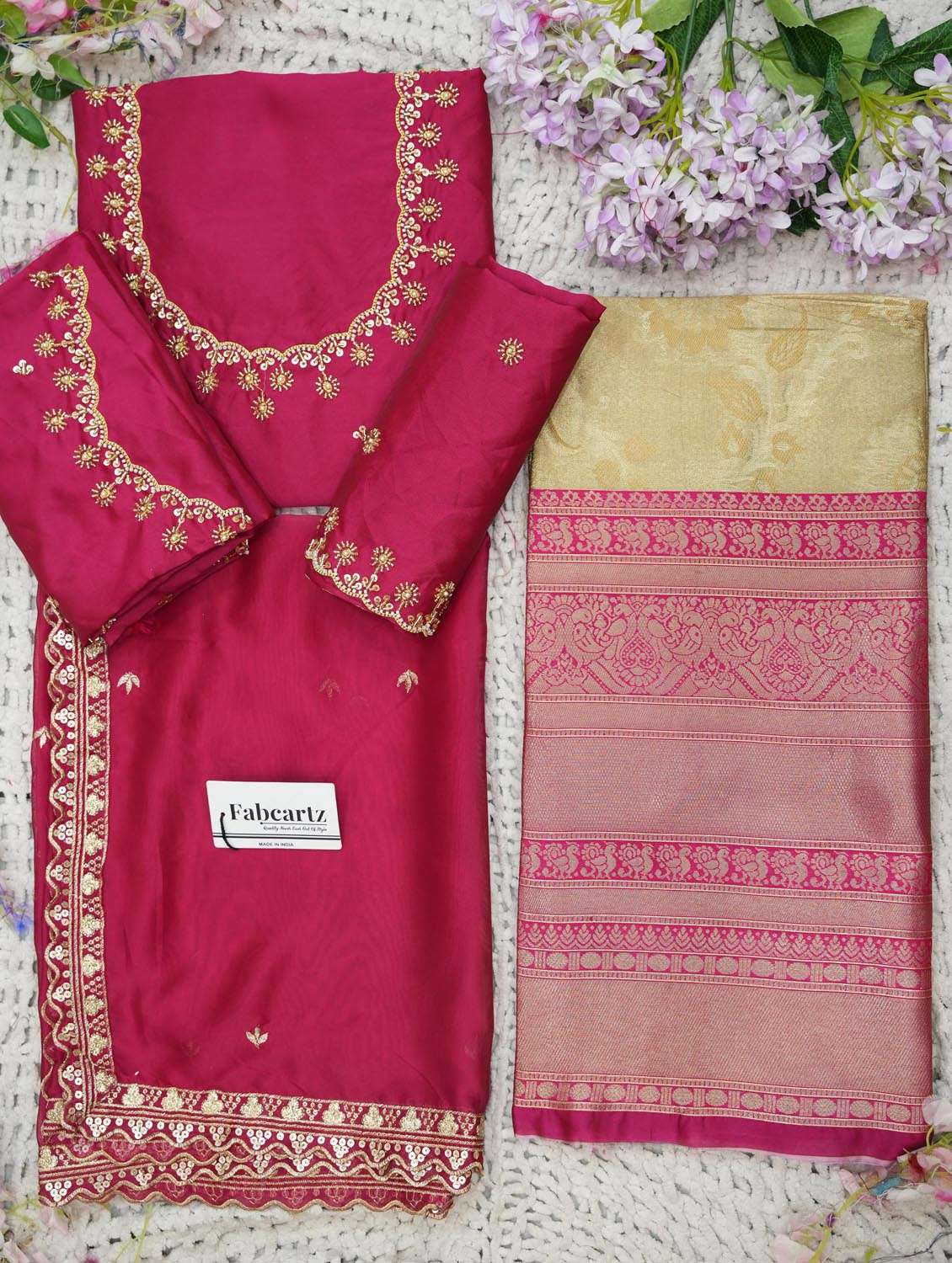 cream silk flared lehenga