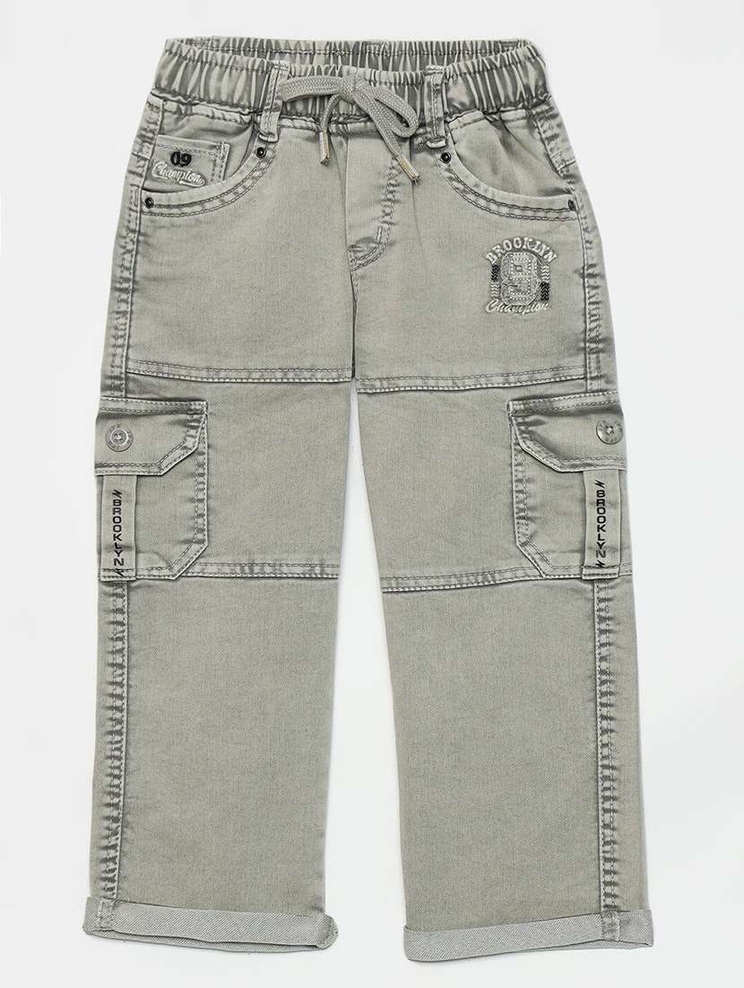 boys solid mid rise cargo