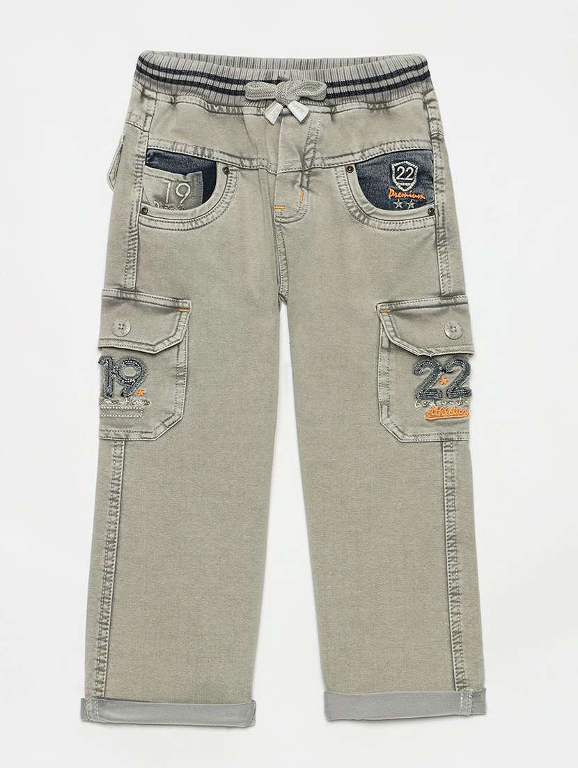 boys solid mid rise cargo