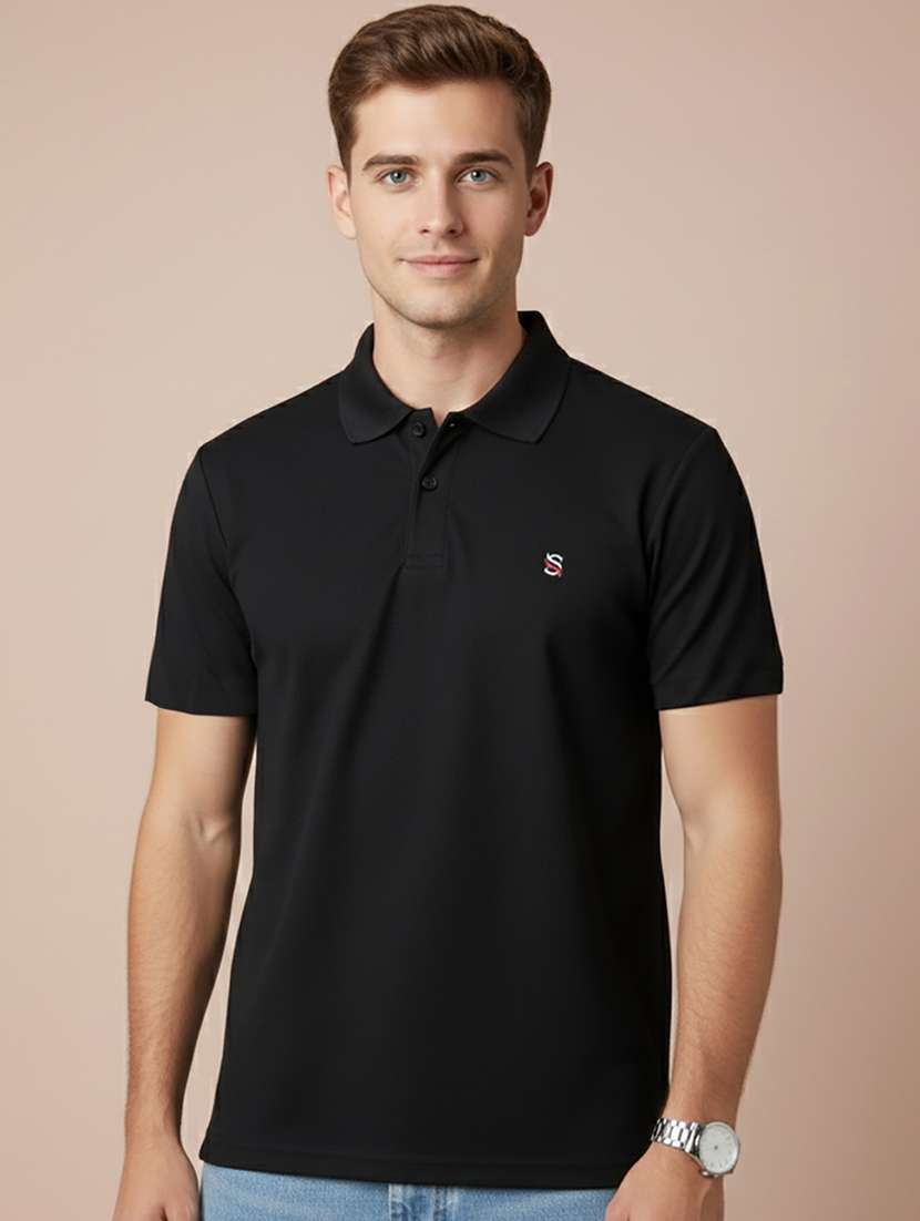 men solid short sleeve polo t-shirt