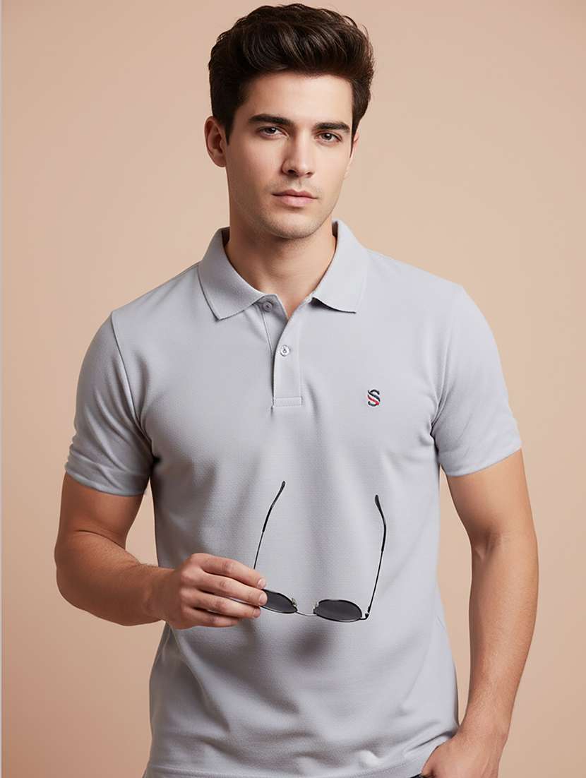 men solid short sleeve polo t-shirt