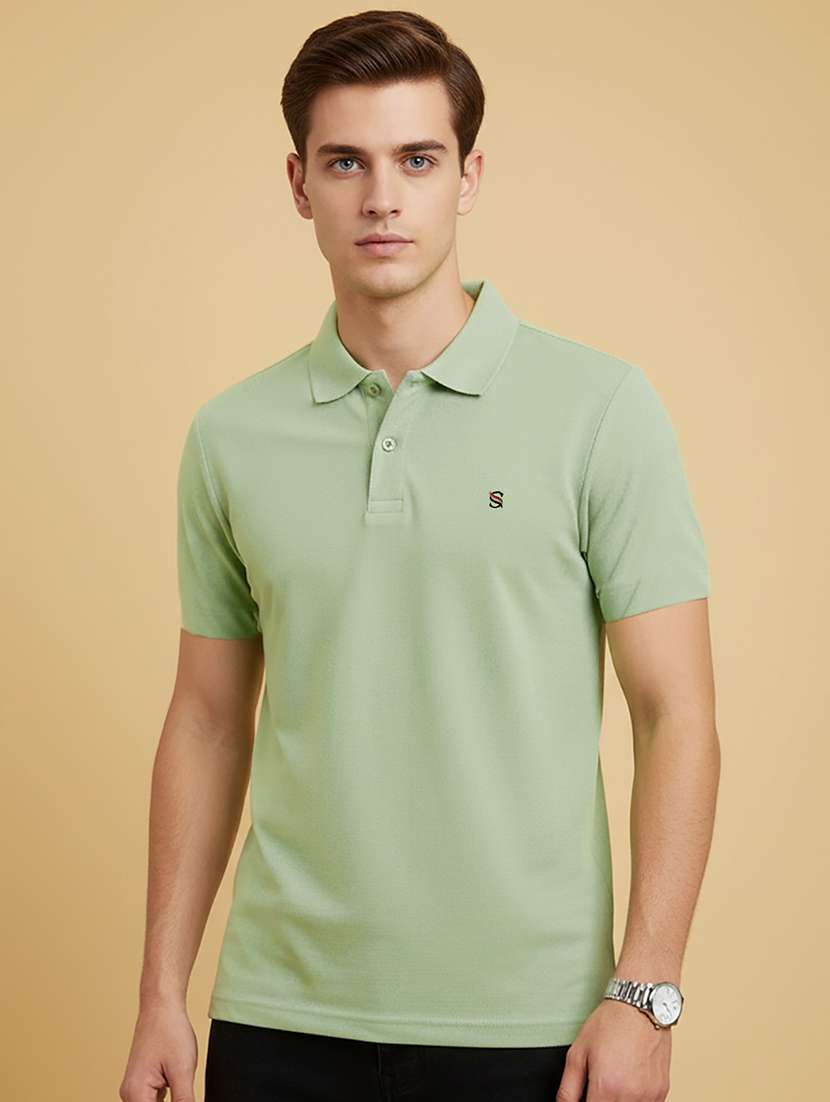 men solid short sleeve polo t-shirt