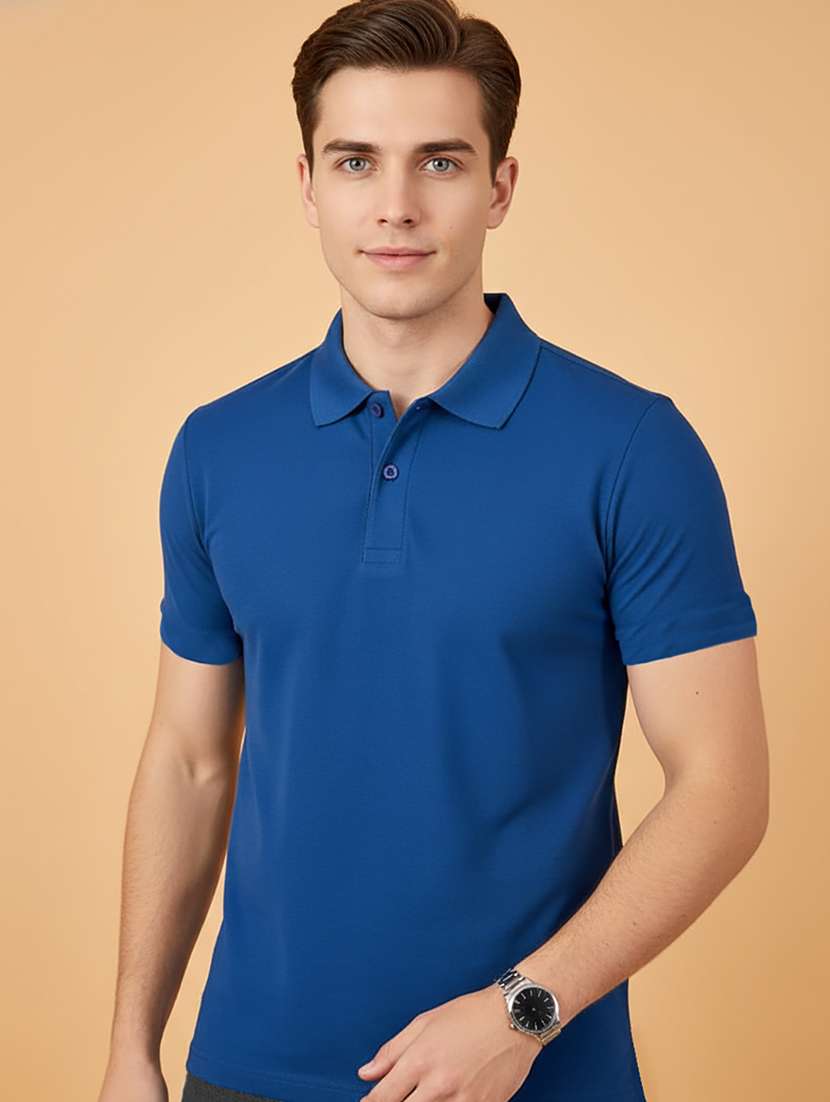 men solid short sleeve polo t-shirt