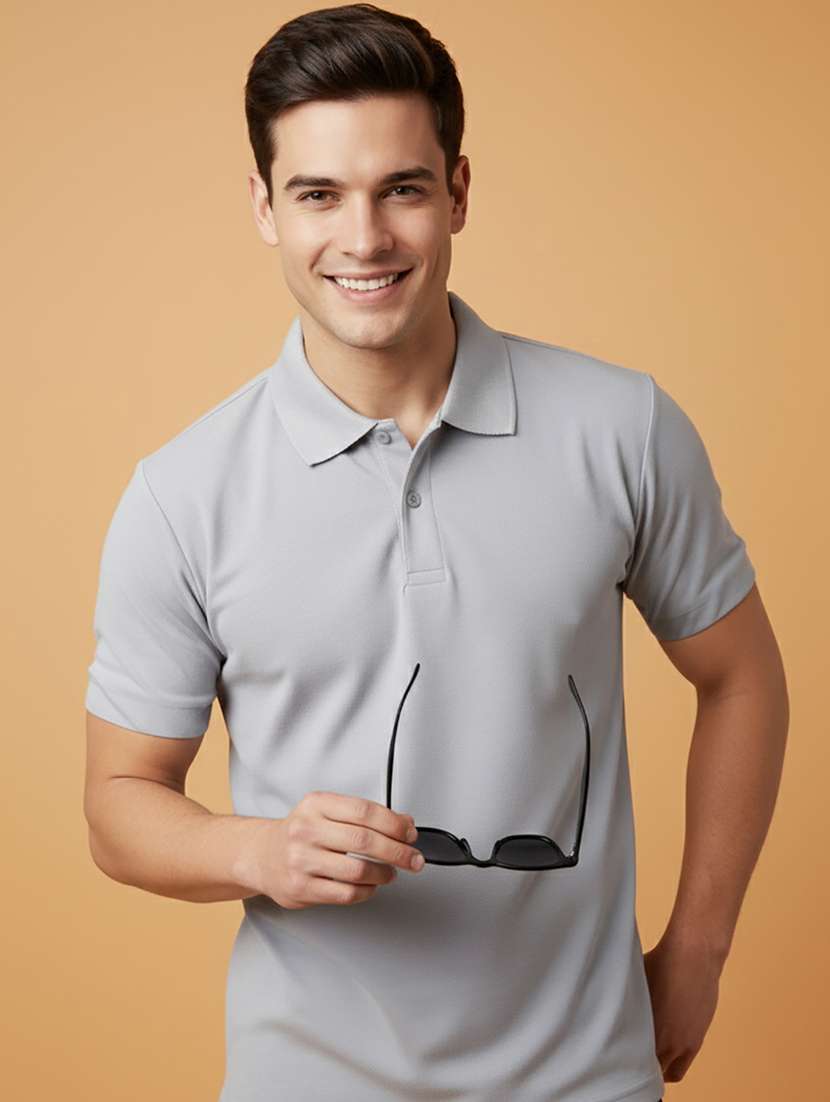men solid short sleeve polo t-shirt