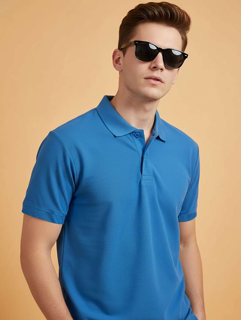 men solid short sleeve polo t-shirt