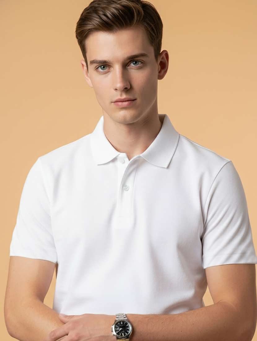 men solid short sleeve regular fit polo t-shirt