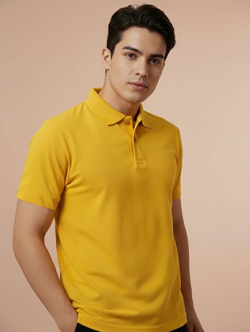 men solid short sleeve regular fit polo t-shirt