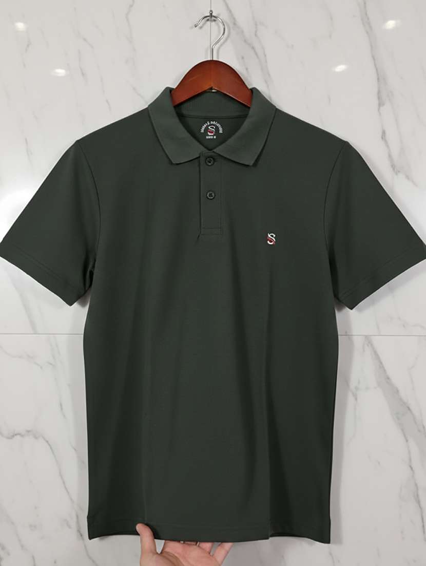 men solid short sleeve polo t-shirt - 22300844 -  Standard Image - 3