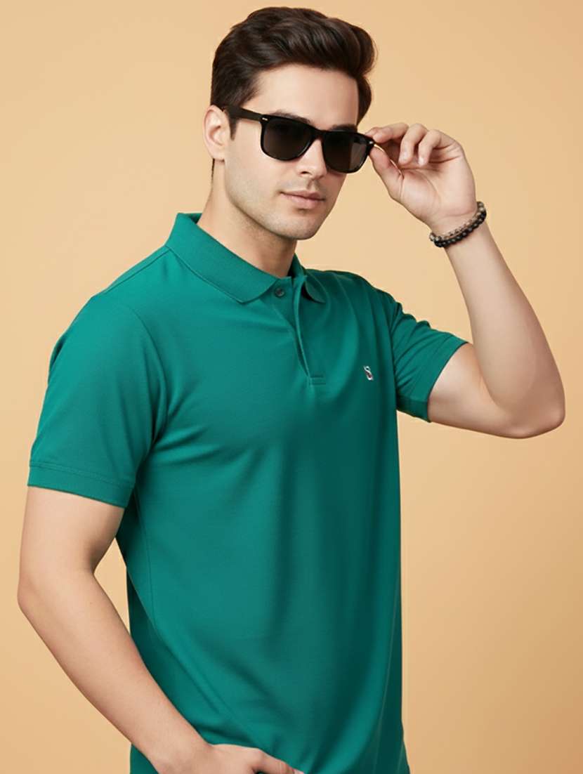 men solid short sleeve regular fit polo t-shirt