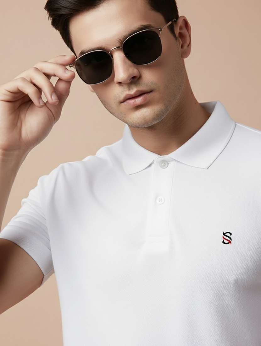 men solid short sleeve regular fit polo t-shirt