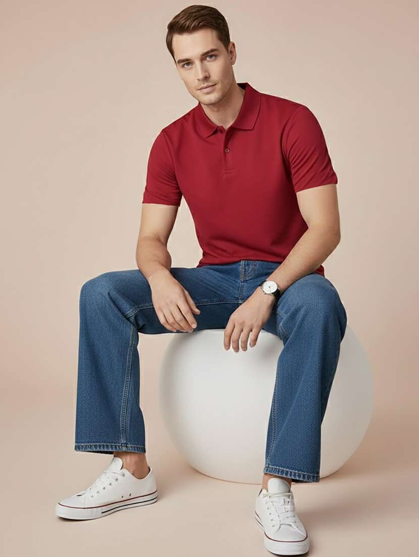 men solid short sleeve regular fit polo t-shirt