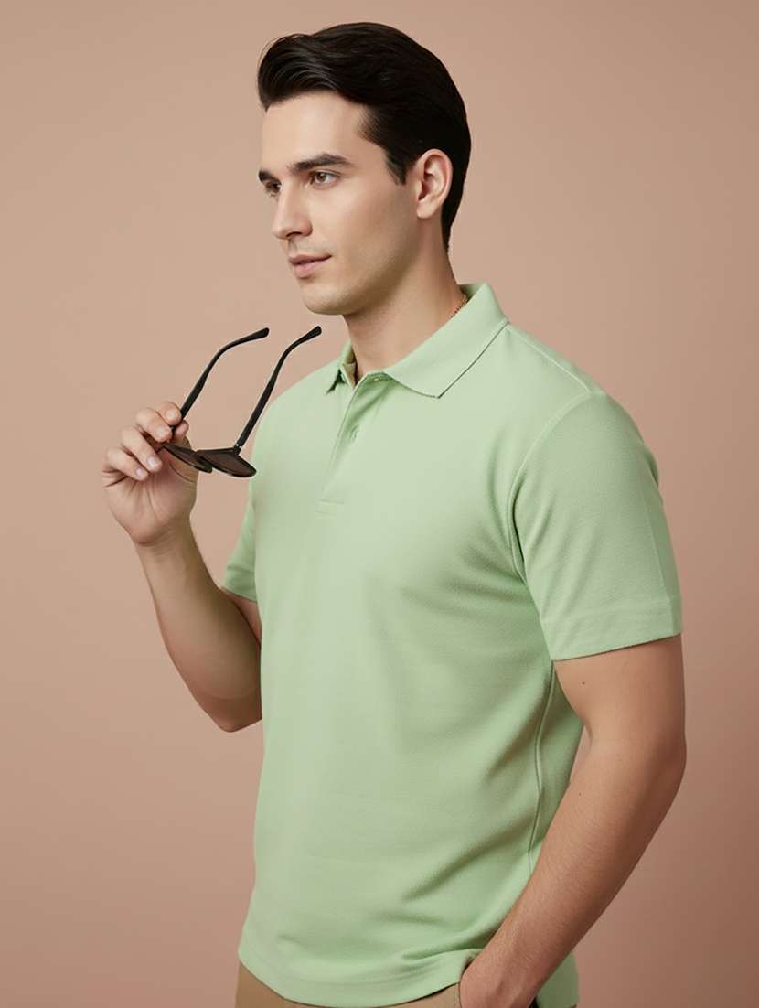 men solid short sleeve regular fit polo t-shirt