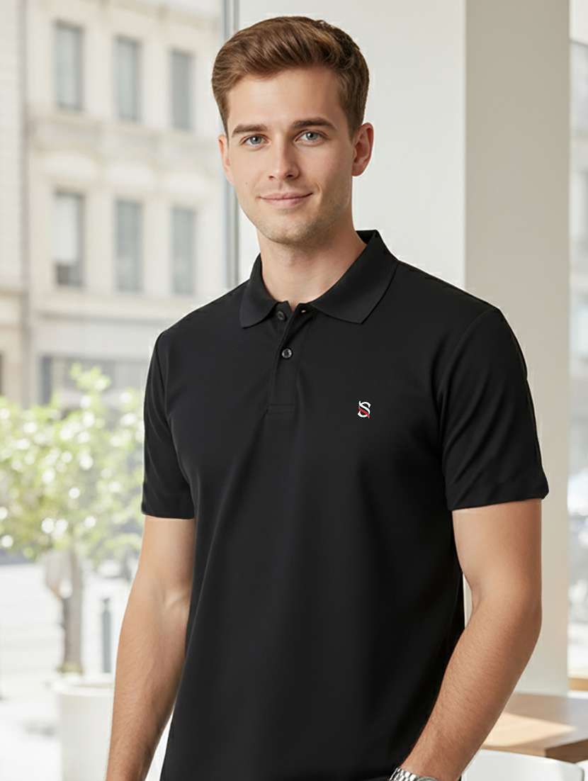 men solid short sleeve regular fit polo t-shirt
