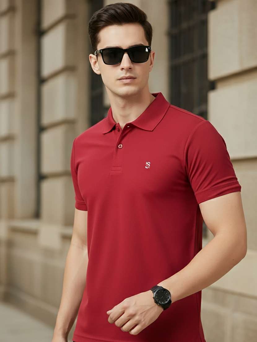 men solid short sleeve regular fit polo t-shirt