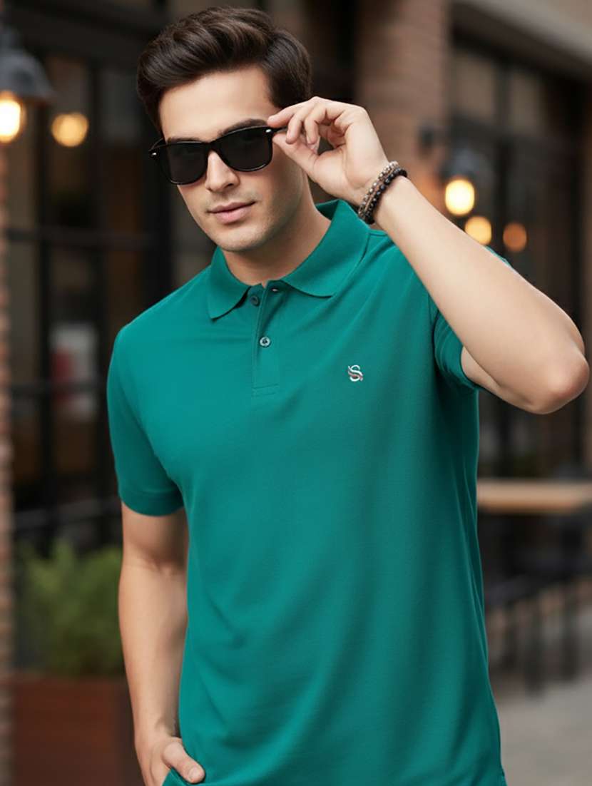 men solid short sleeve regular fit polo t-shirt