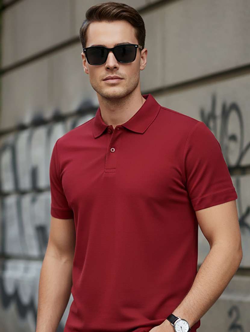men solid short sleeve regular fit polo t-shirt