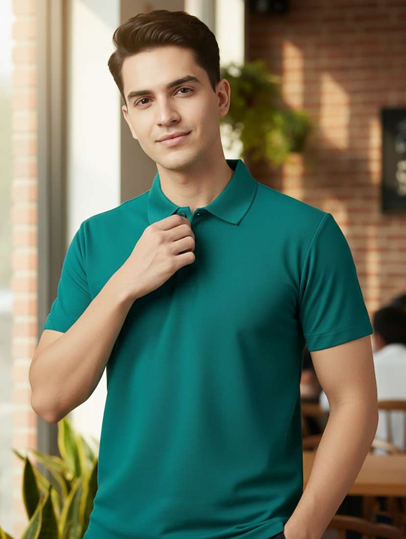 men solid short sleeve regular fit polo t-shirt