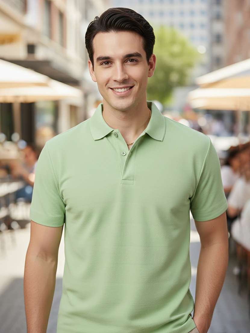 men solid short sleeve regular fit polo t-shirt