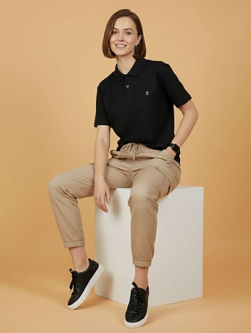 women solid short sleeve polo t-shirt - 22300919 -  Standard Image - 3