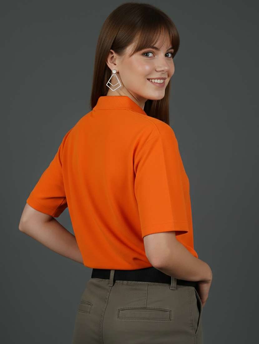 women solid short sleeve polo t-shirt - 22300935 -  Standard Image - 3