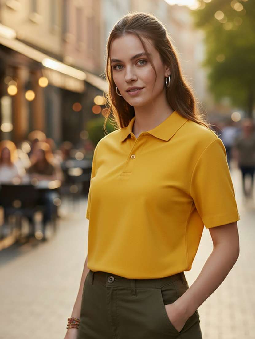 women solid short sleeve polo t-shirt