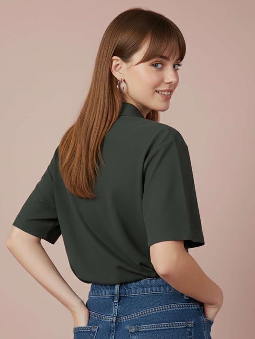 women solid short sleeve polo t-shirt - 22300947 -  Standard Image - 3