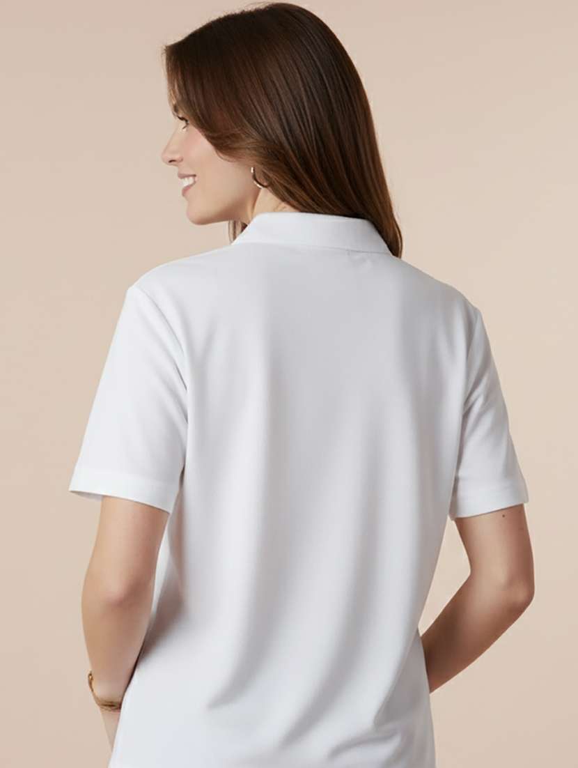 women solid short sleeve polo t-shirt - 22300963 -  Standard Image - 3