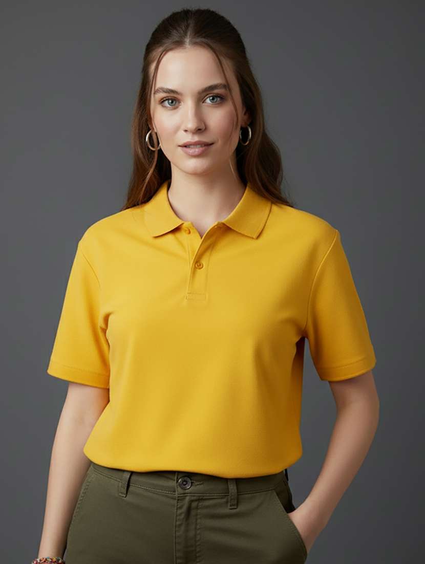 women solid short sleeve polo t-shirt