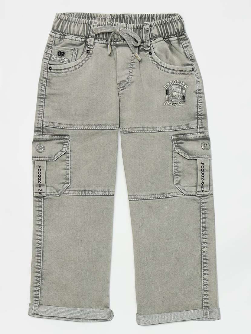 boys solid mid rise cargo