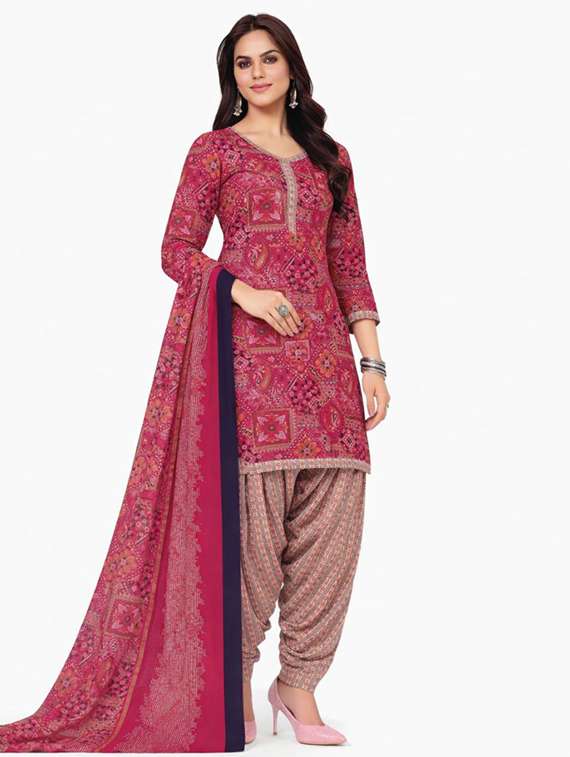 women printed unstitched suit set