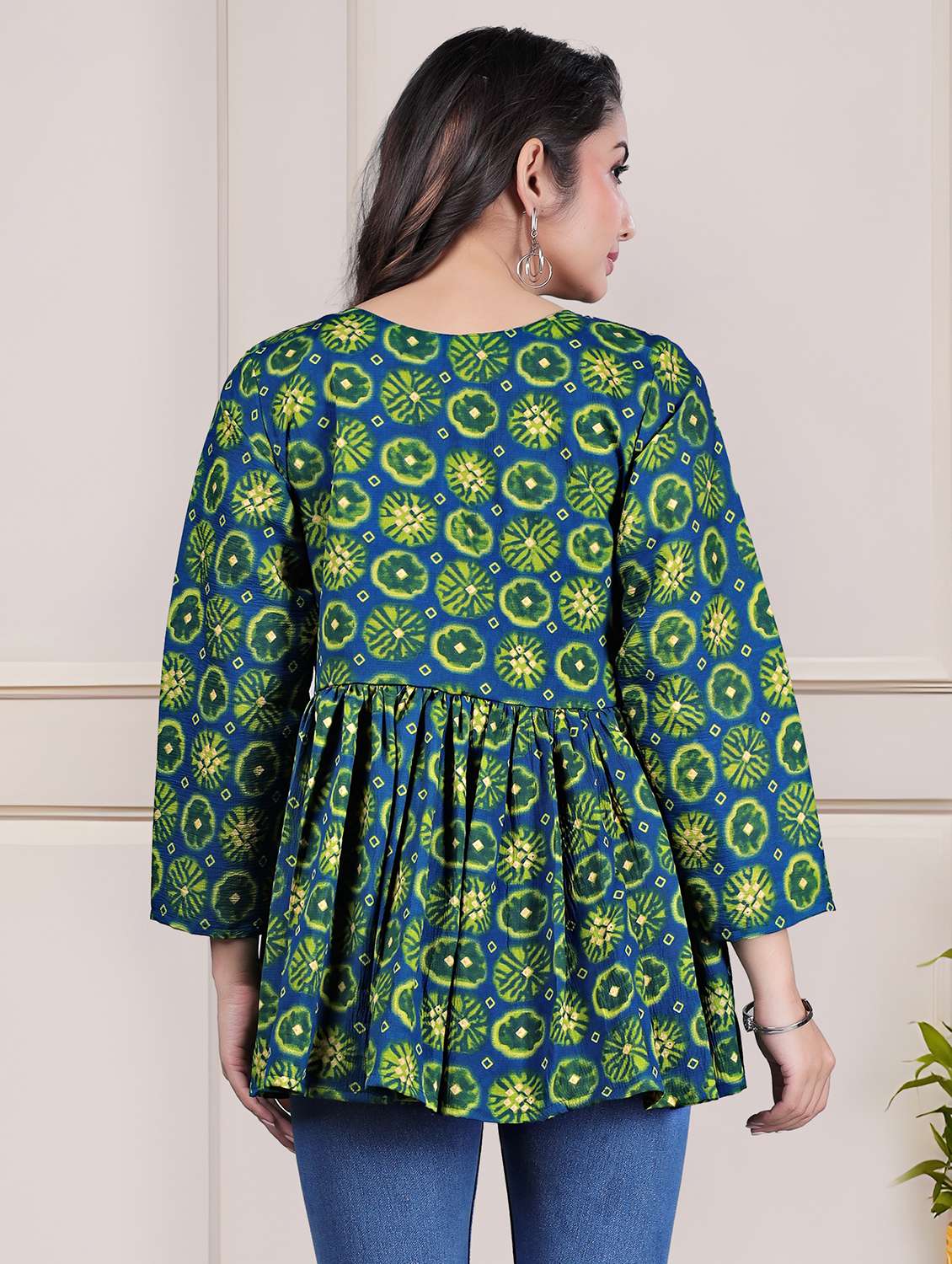 women printed long sleeve flared tunic - 22301578 -  Standard Image - 3