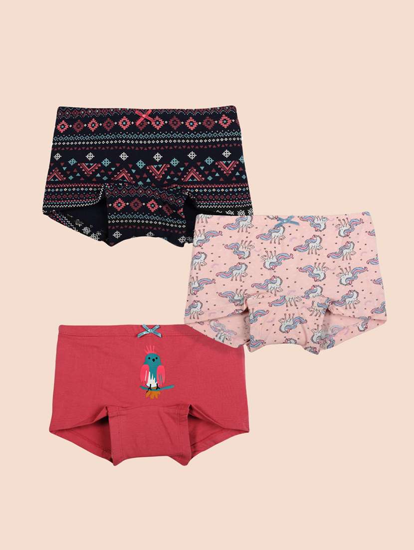 girls pack of 3 printed bloomers