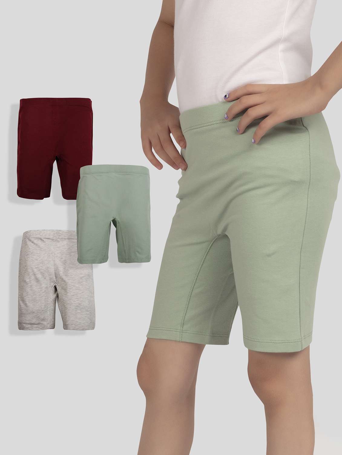 girls pack of 3 solid shorts