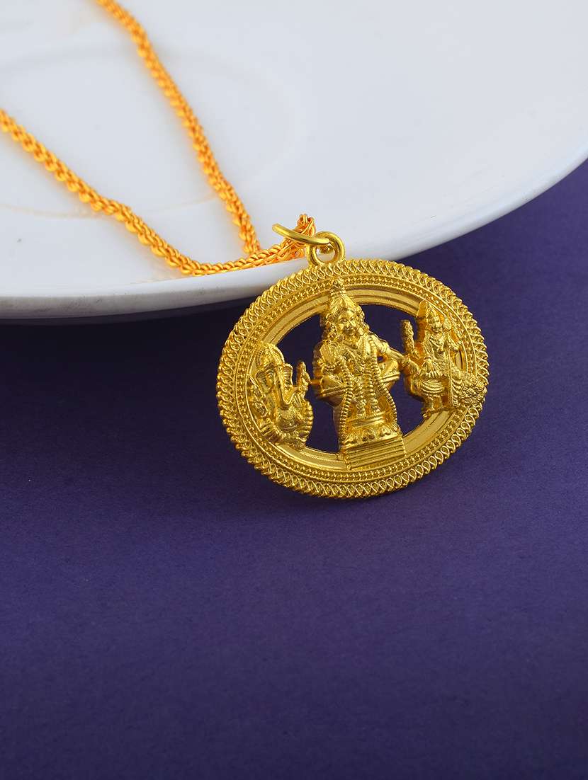brass gold plated ayappa murugan ganesh lakshmi trinity pendant