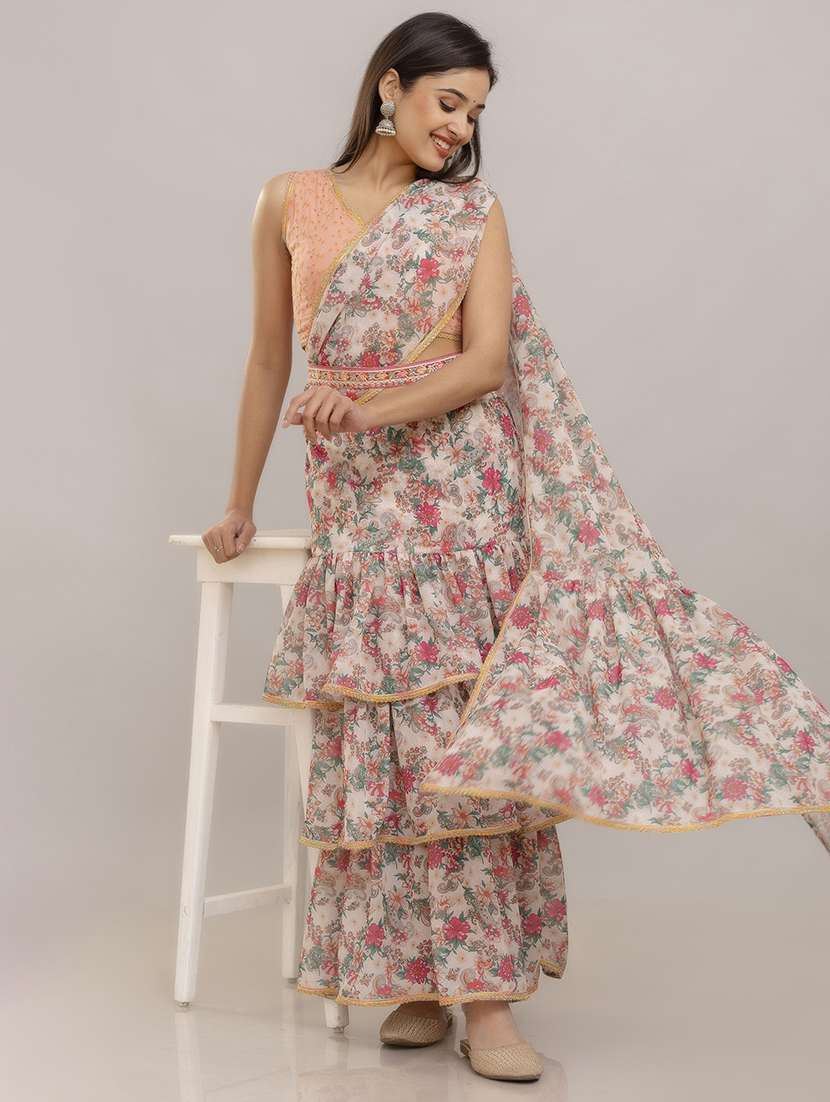 women floral printed pre-drape lehenga - 22301660 -  Standard Image - 5