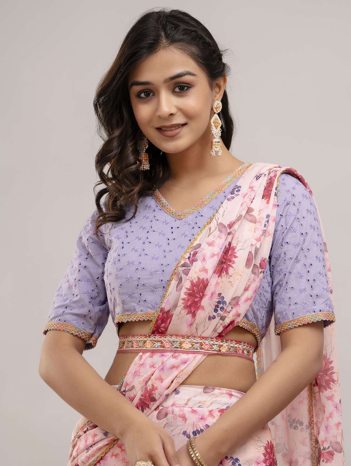 women floral printed pre-drape lehenga - 22301661 -  Standard Image - 5