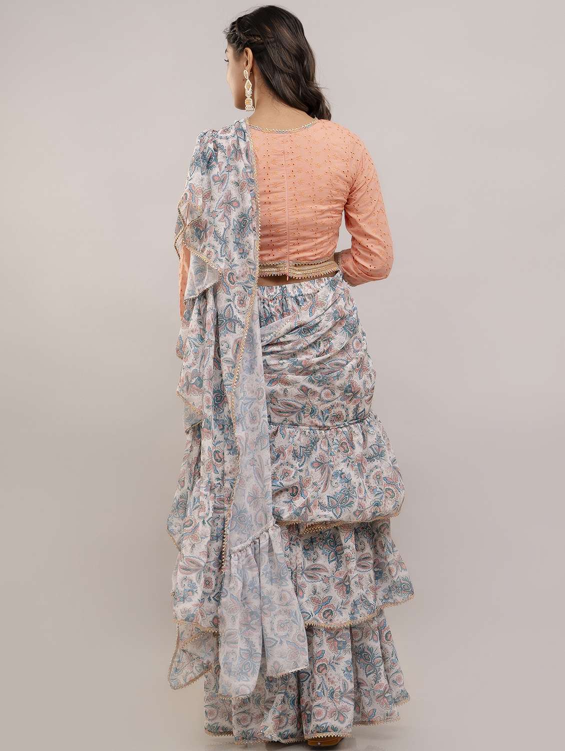 women floral printed pre-drape lehenga - 22301664 -  Standard Image - 3