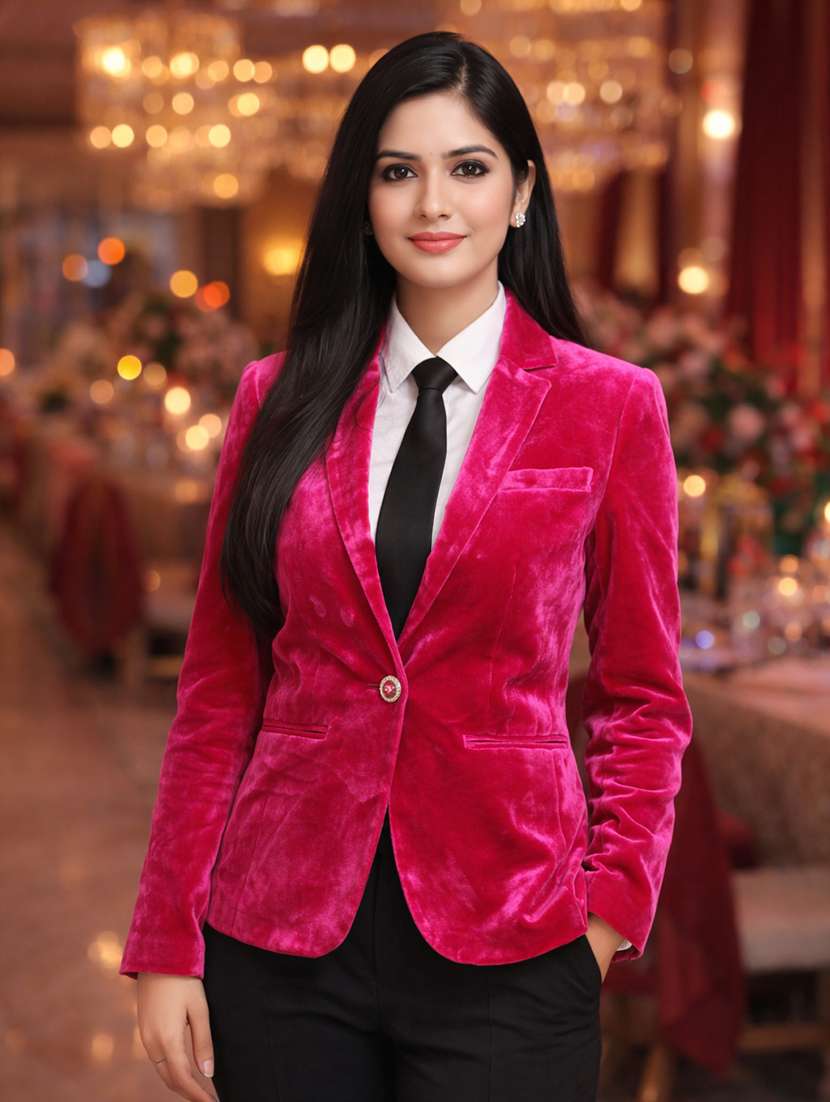 women solid long sleeve single breasted blazer